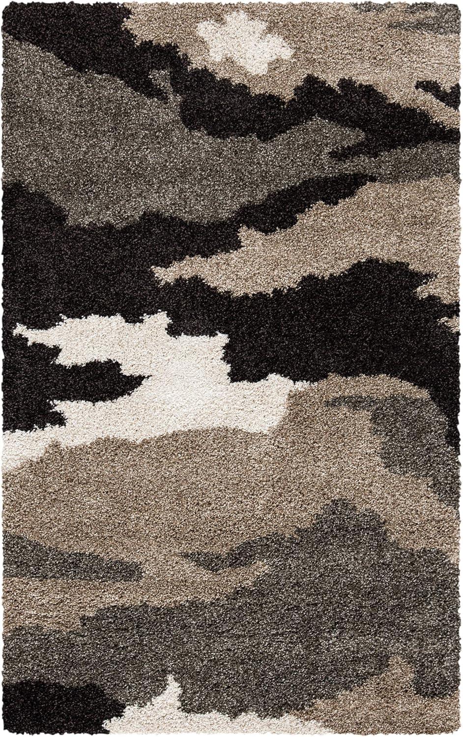 image:imageSAFAVIEH Florida Shag Collection Area Rug 53 x 76 Beige amp Multi Camouflage Design NonShedding amp Easy Care 12inch Thick Ideal for High Traffic Areas in Living Room Bedroom SG4531391BeigeMulti