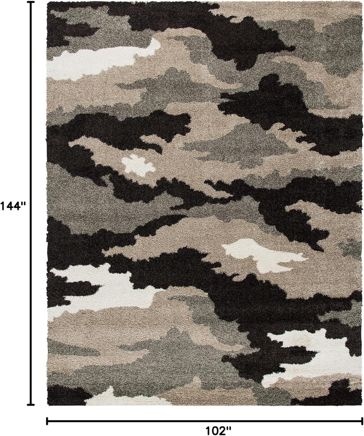 image:imageSAFAVIEH Florida Shag Collection Area Rug 53 x 76 Beige amp Multi Camouflage Design NonShedding amp Easy Care 12inch Thick Ideal for High Traffic Areas in Living Room Bedroom SG4531391BeigeMulti