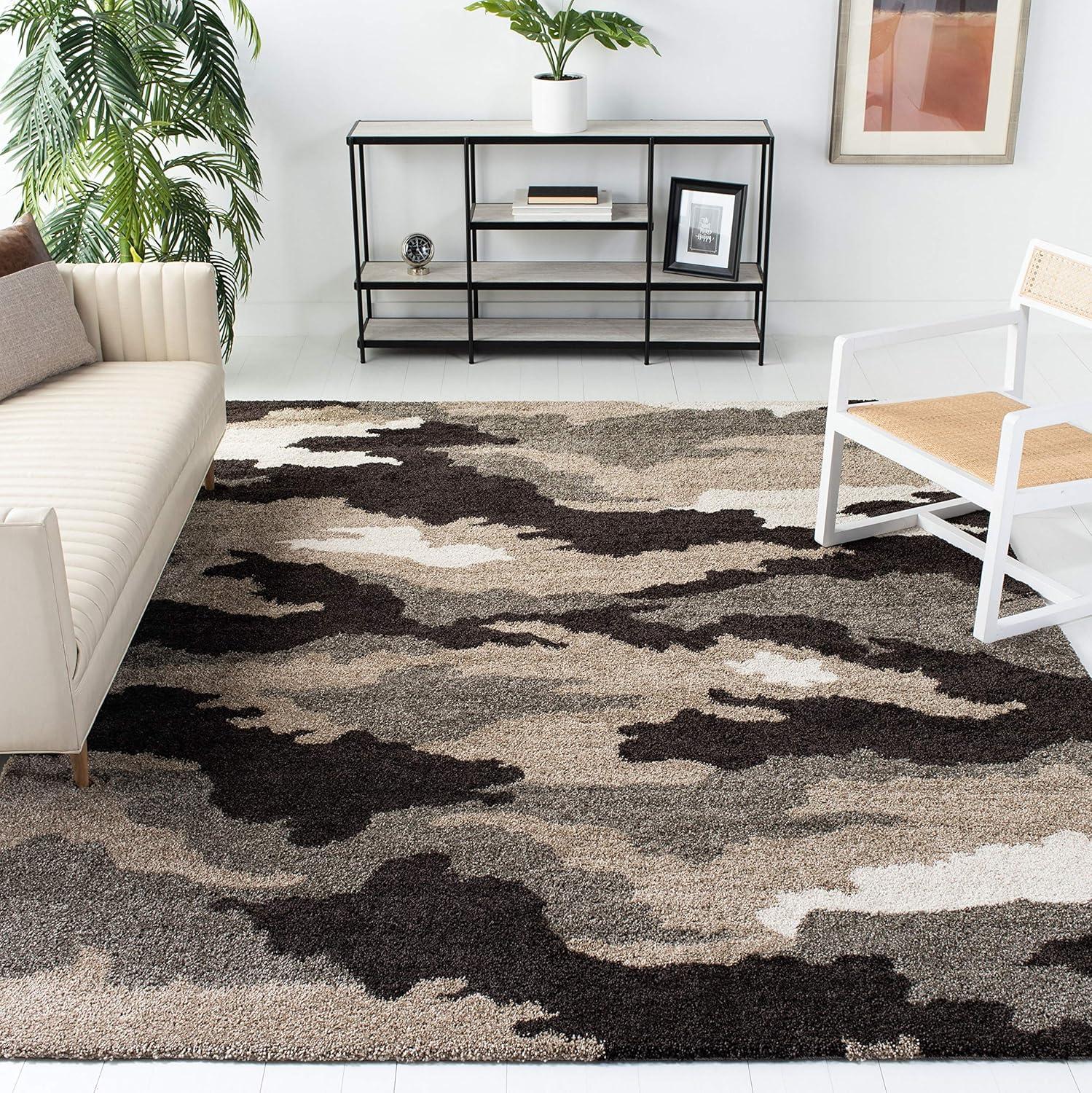 image:imageSAFAVIEH Florida Shag Collection Area Rug 53 x 76 Beige amp Multi Camouflage Design NonShedding amp Easy Care 12inch Thick Ideal for High Traffic Areas in Living Room Bedroom SG4531391BeigeMulti