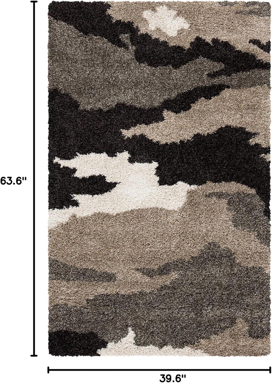 image:imageSAFAVIEH Florida Shag Collection Area Rug 53 x 76 Beige amp Multi Camouflage Design NonShedding amp Easy Care 12inch Thick Ideal for High Traffic Areas in Living Room Bedroom SG4531391BeigeMulti