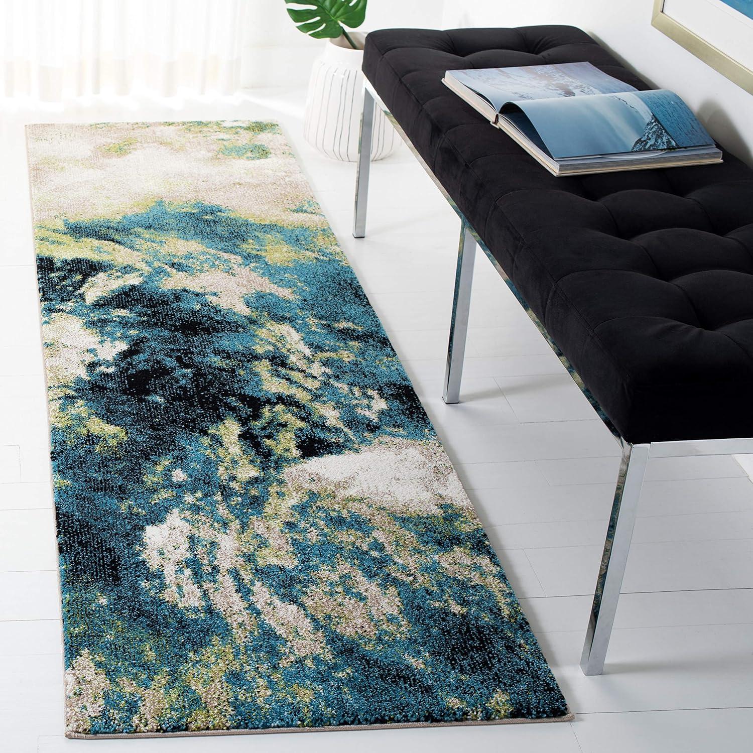 image:imageSAFAVIEH Glacier Collection Accent Rug 4 x 6 Blue amp Multi Modern Abstract Design NonShedding amp Easy Care Ideal for High Traffic Areas in Entryway Living Room Bedroom GLA123BNavyGreen