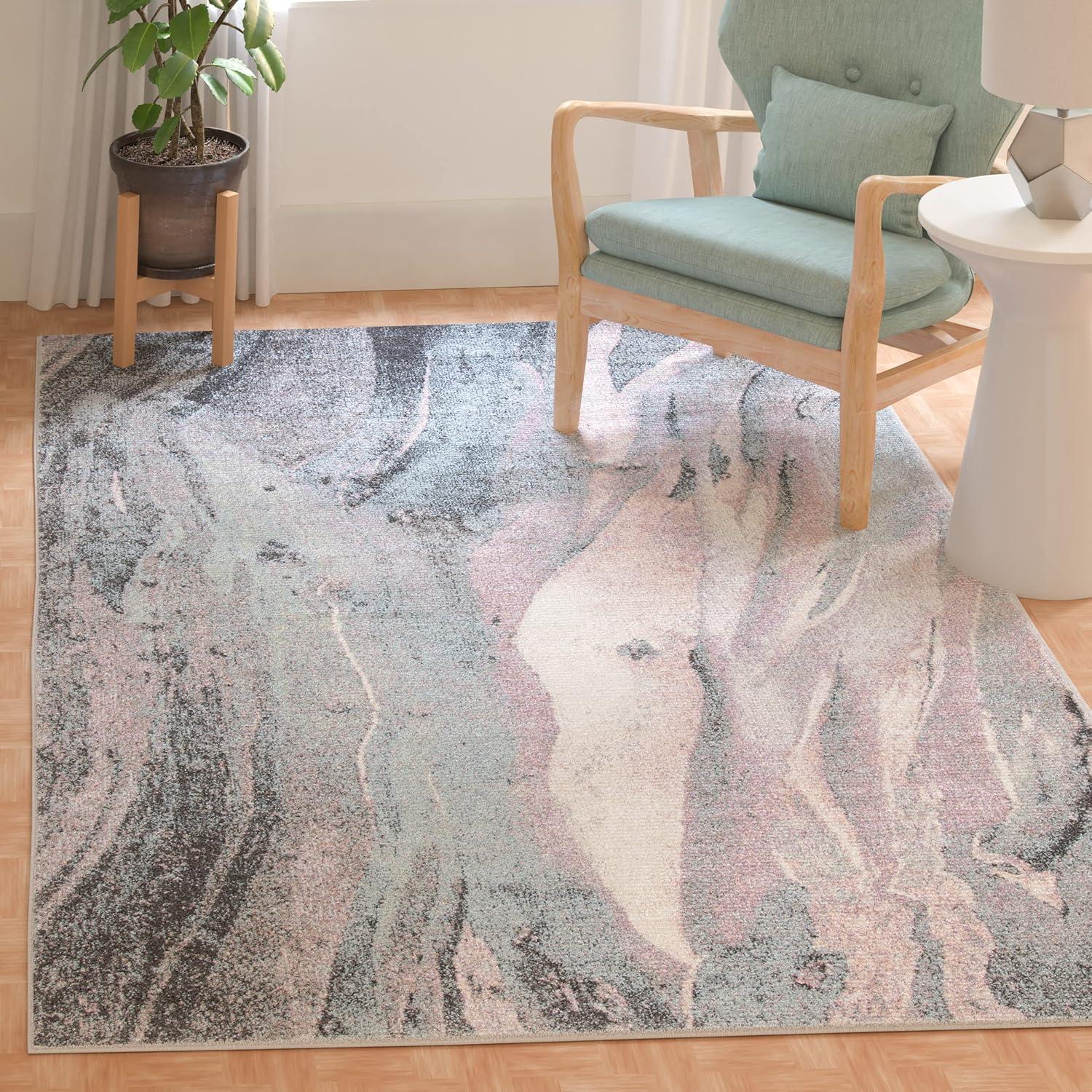 image:imageSAFAVIEH Glacier Collection Accent Rug 4 x 6 Blue amp Multi Modern Abstract Design NonShedding amp Easy Care Ideal for High Traffic Areas in Entryway Living Room Bedroom GLA123BPinkBlue