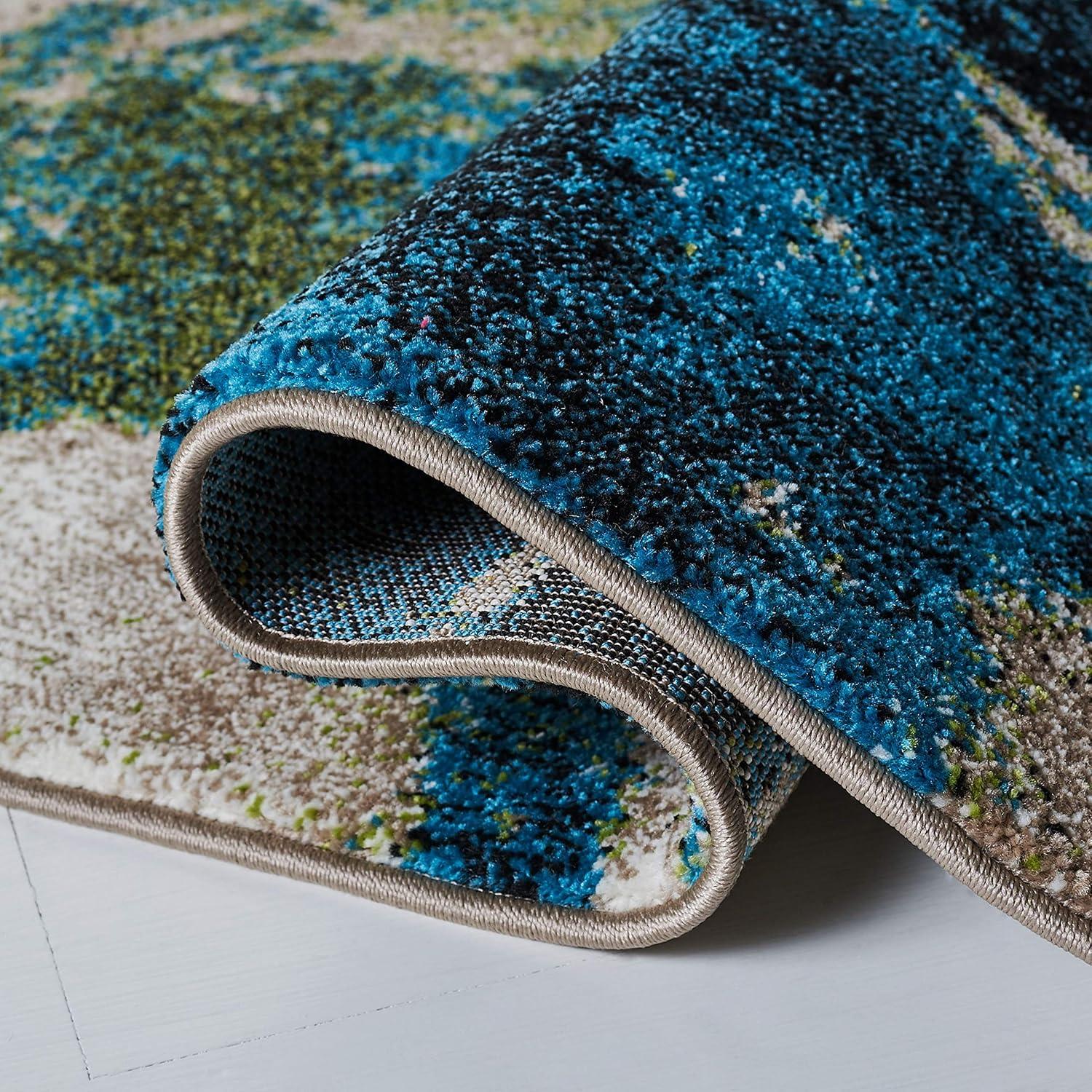 image:imageSAFAVIEH Glacier Collection Accent Rug 4 x 6 Blue amp Multi Modern Abstract Design NonShedding amp Easy Care Ideal for High Traffic Areas in Entryway Living Room Bedroom GLA123BNavyGreen
