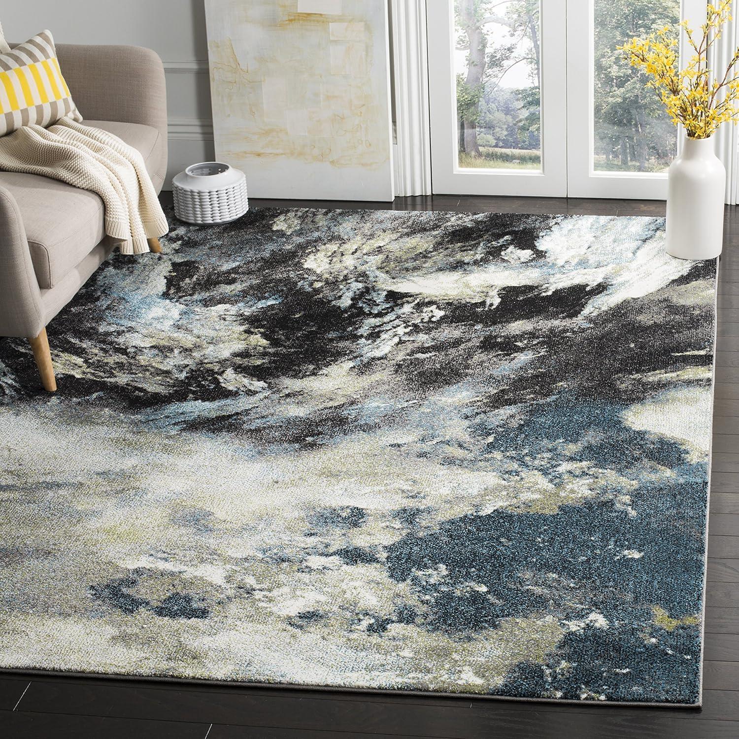 image:imageSAFAVIEH Glacier Collection Accent Rug 4 x 6 Blue amp Multi Modern Abstract Design NonShedding amp Easy Care Ideal for High Traffic Areas in Entryway Living Room Bedroom GLA123BBlueMulti