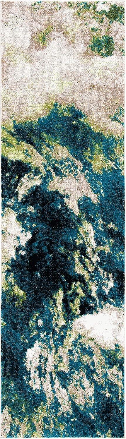 image:imageSAFAVIEH Glacier Collection Accent Rug 4 x 6 Blue amp Multi Modern Abstract Design NonShedding amp Easy Care Ideal for High Traffic Areas in Entryway Living Room Bedroom GLA123BNavyGreen