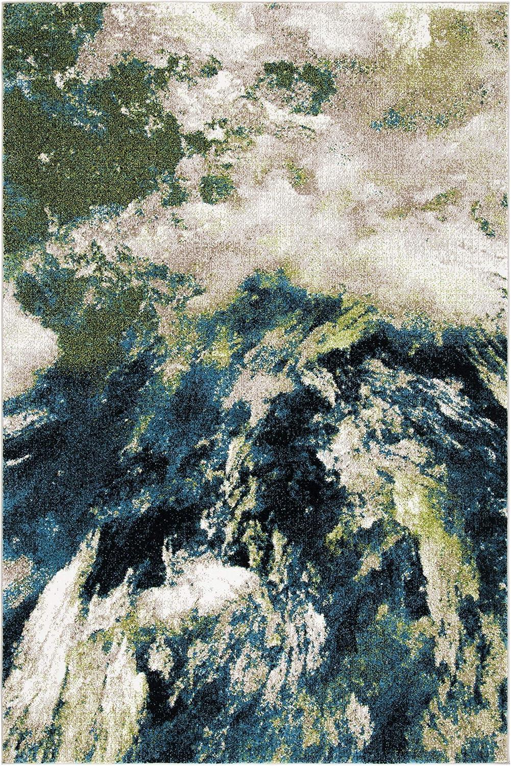 image:imageSAFAVIEH Glacier Collection Accent Rug 4 x 6 Blue amp Multi Modern Abstract Design NonShedding amp Easy Care Ideal for High Traffic Areas in Entryway Living Room Bedroom GLA123BNavyGreen