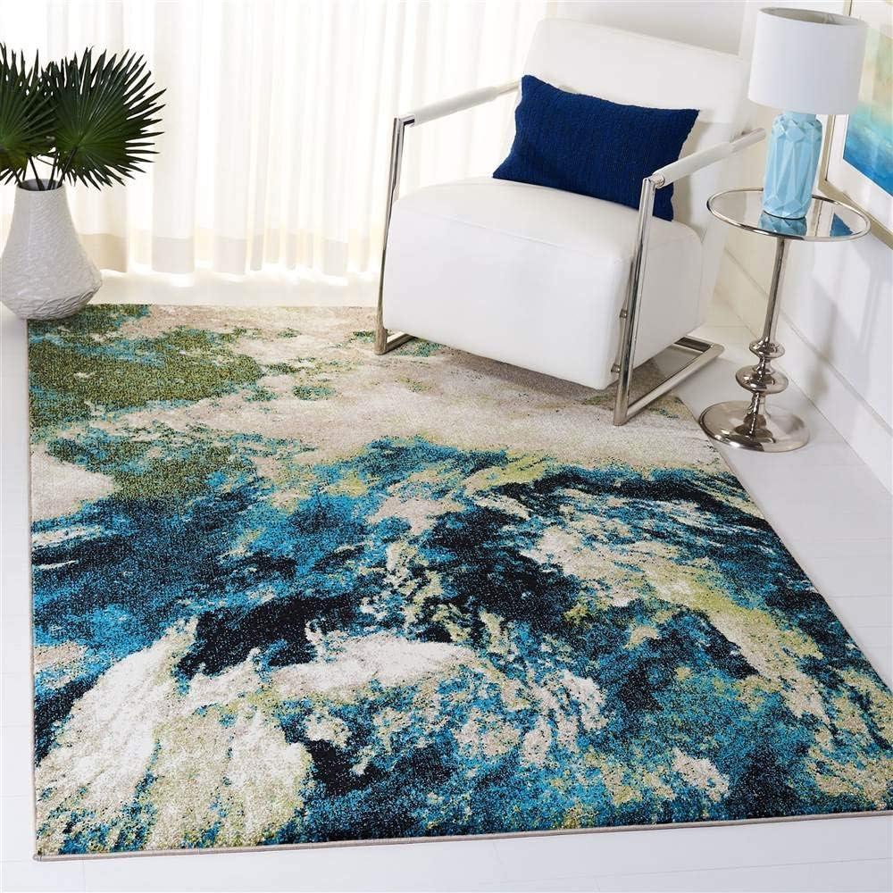 image:imageSAFAVIEH Glacier Collection Accent Rug 4 x 6 Blue amp Multi Modern Abstract Design NonShedding amp Easy Care Ideal for High Traffic Areas in Entryway Living Room Bedroom GLA123BNavyGreen