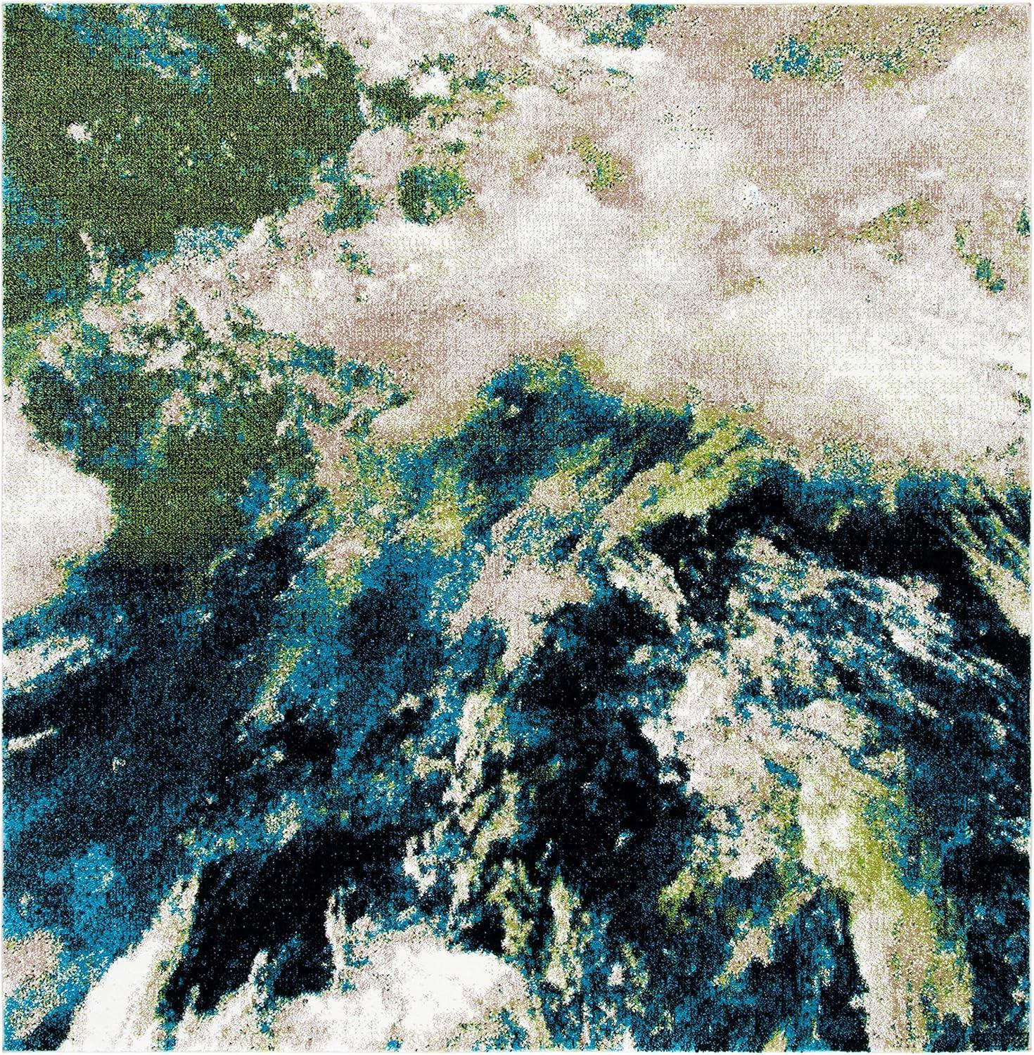 image:imageSAFAVIEH Glacier Collection Accent Rug 4 x 6 Blue amp Multi Modern Abstract Design NonShedding amp Easy Care Ideal for High Traffic Areas in Entryway Living Room Bedroom GLA123BNavyGreen