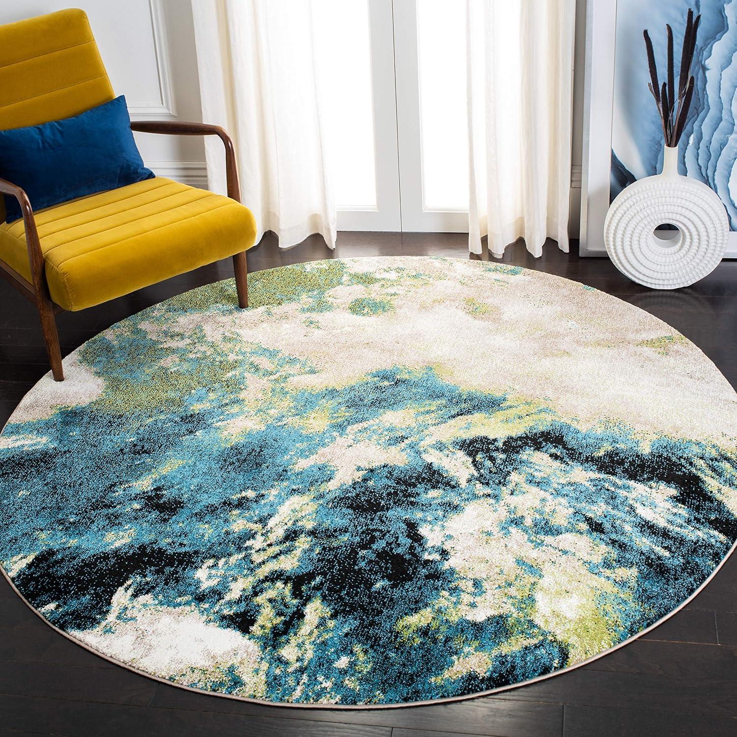 image:imageSAFAVIEH Glacier Collection Accent Rug 4 x 6 Blue amp Multi Modern Abstract Design NonShedding amp Easy Care Ideal for High Traffic Areas in Entryway Living Room Bedroom GLA123BNavyGreen