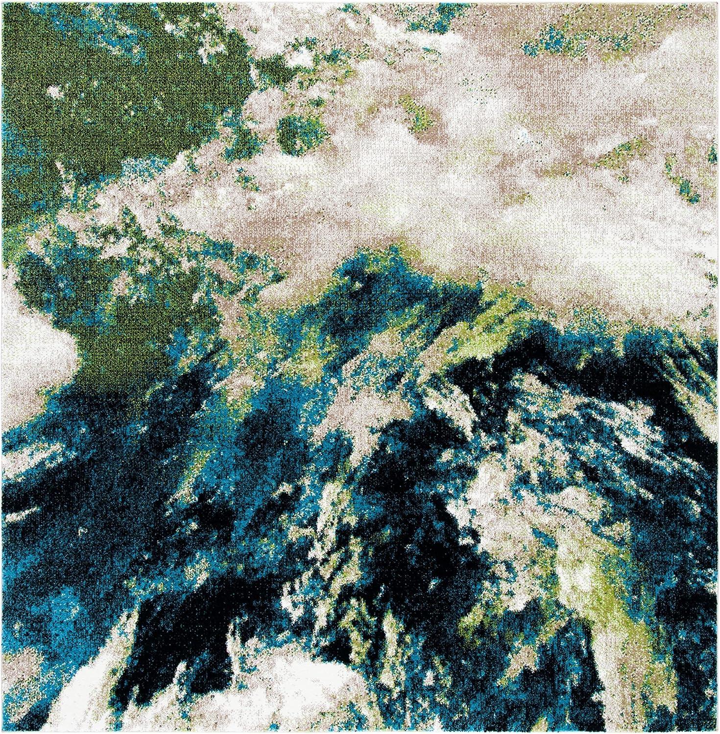 image:imageSAFAVIEH Glacier Collection Accent Rug 4 x 6 Blue amp Multi Modern Abstract Design NonShedding amp Easy Care Ideal for High Traffic Areas in Entryway Living Room Bedroom GLA123BNavyGreen