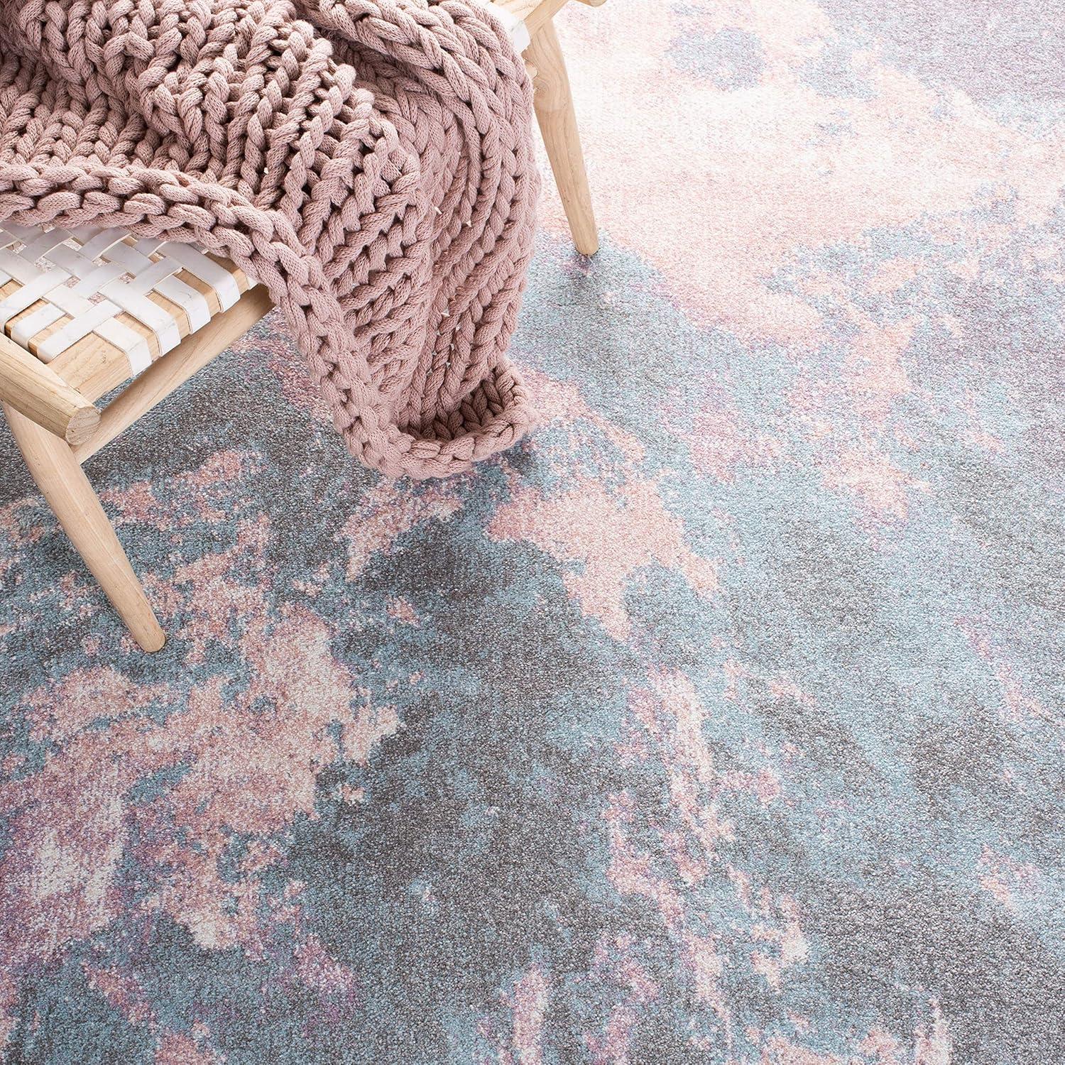 image:imageSAFAVIEH Glacier Collection Accent Rug 4 x 6 Blue amp Multi Modern Abstract Design NonShedding amp Easy Care Ideal for High Traffic Areas in Entryway Living Room Bedroom GLA123BPinkBlue