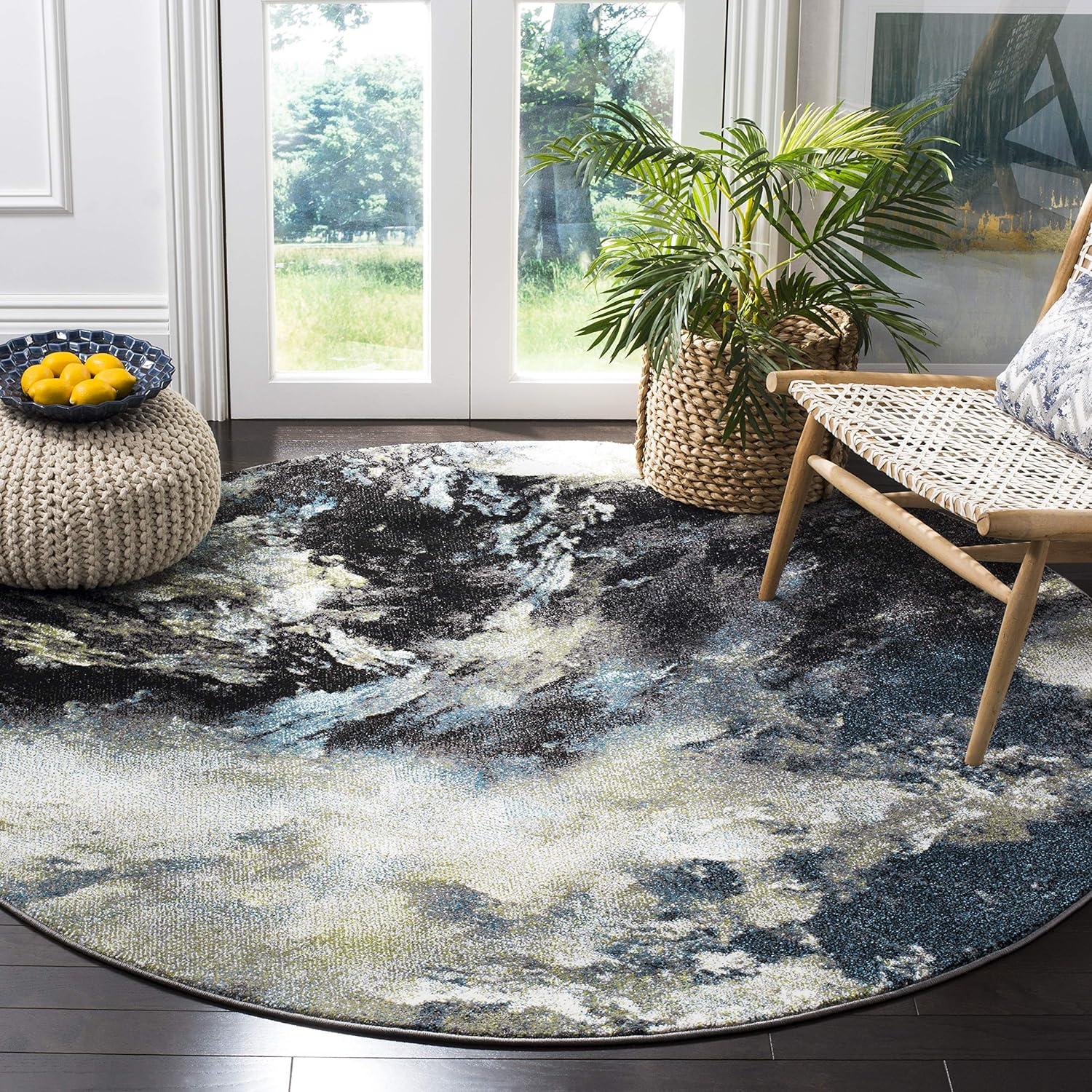 image:imageSAFAVIEH Glacier Collection Accent Rug 4 x 6 Blue amp Multi Modern Abstract Design NonShedding amp Easy Care Ideal for High Traffic Areas in Entryway Living Room Bedroom GLA123BBlueMulti