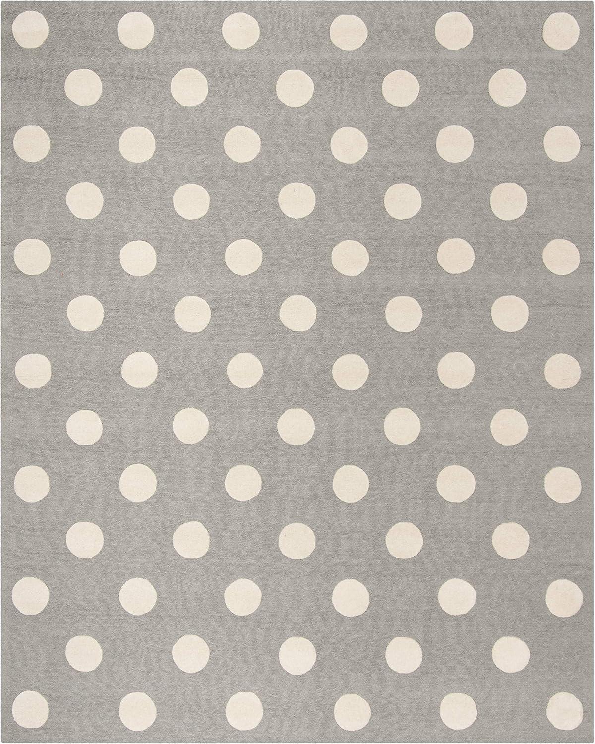 image:imageSAFAVIEH Kids Collection Area Rug 5 x 7 Ivory amp Black Handmade Polka Dot Wool Ideal for High Traffic Areas in Living Room Bedroom SFK904DGreyIvory