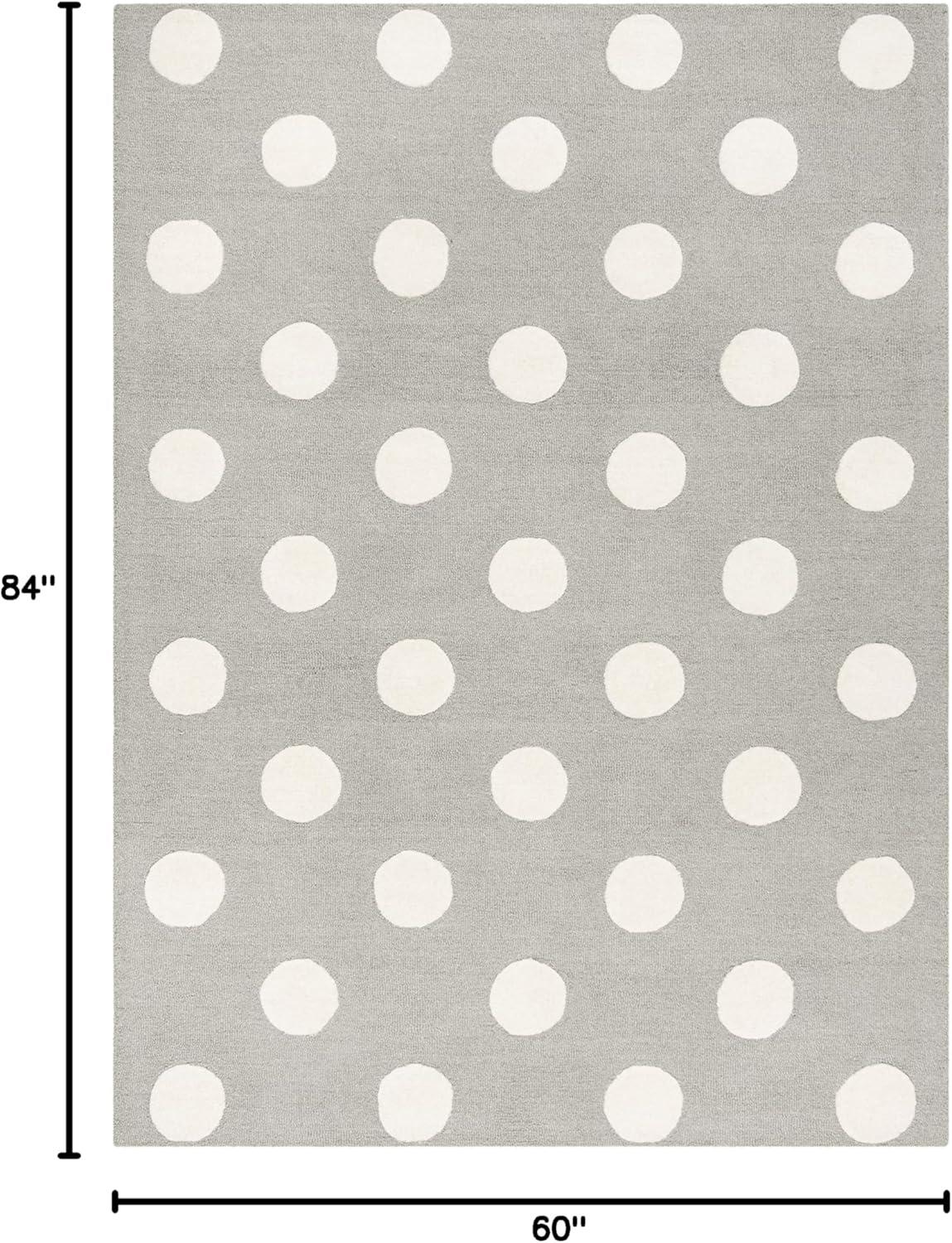 image:imageSAFAVIEH Kids Collection Area Rug 5 x 7 Ivory amp Black Handmade Polka Dot Wool Ideal for High Traffic Areas in Living Room Bedroom SFK904DGreyIvory