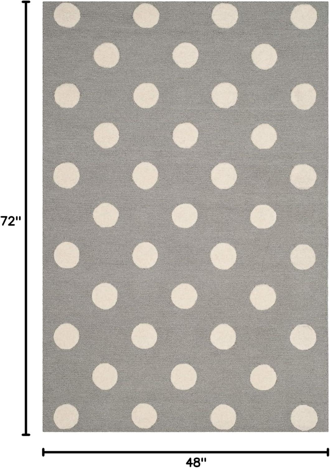 image:imageSAFAVIEH Kids Collection Area Rug 5 x 7 Ivory amp Black Handmade Polka Dot Wool Ideal for High Traffic Areas in Living Room Bedroom SFK904DGreyIvory