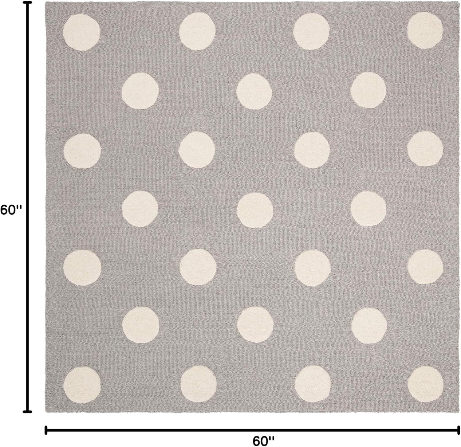 image:imageSAFAVIEH Kids Collection Area Rug 5 x 7 Ivory amp Black Handmade Polka Dot Wool Ideal for High Traffic Areas in Living Room Bedroom SFK904DGreyIvory