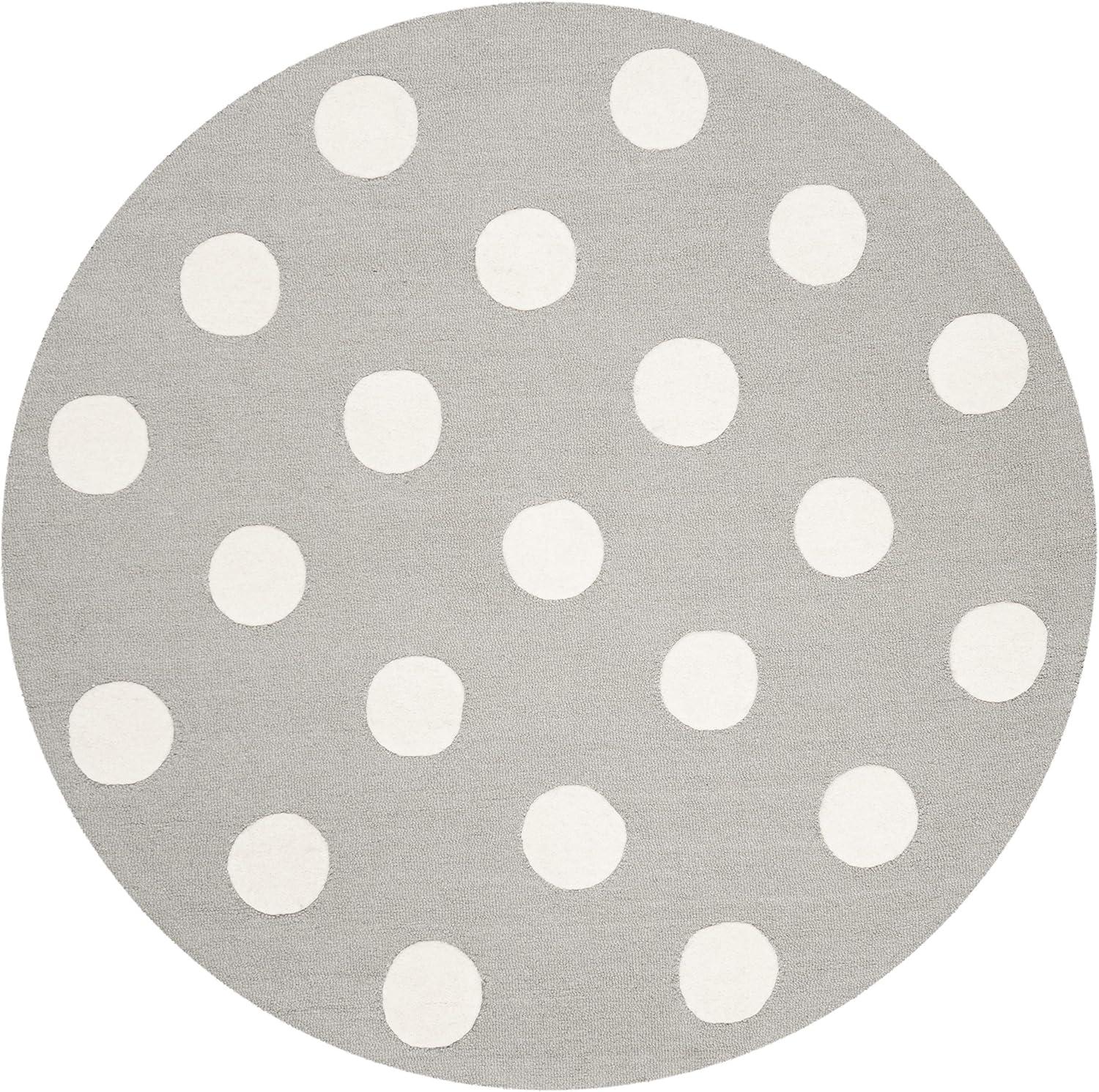 image:imageSAFAVIEH Kids Collection Area Rug 5 x 7 Ivory amp Black Handmade Polka Dot Wool Ideal for High Traffic Areas in Living Room Bedroom SFK904DGreyIvory