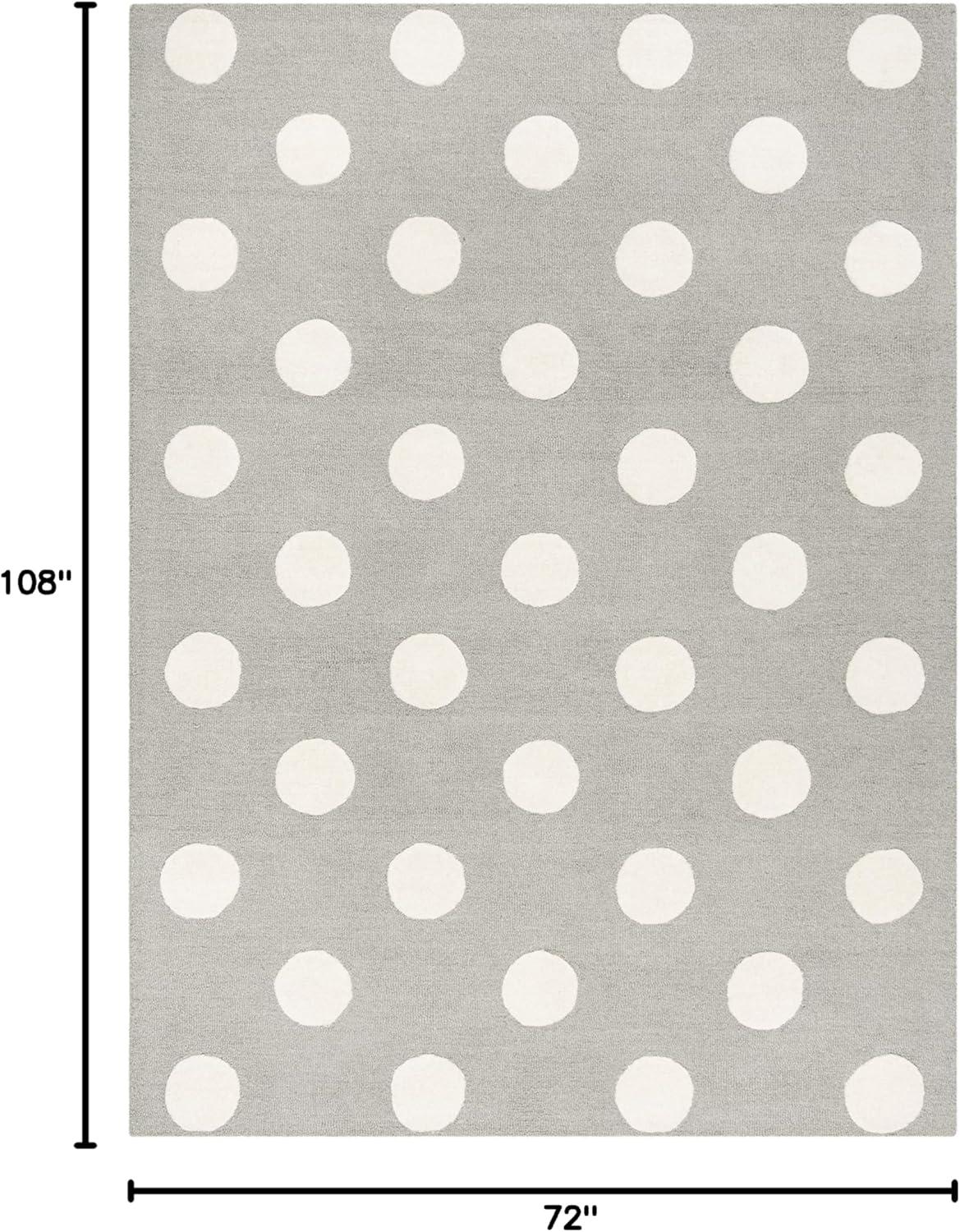 image:imageSAFAVIEH Kids Collection Area Rug 5 x 7 Ivory amp Black Handmade Polka Dot Wool Ideal for High Traffic Areas in Living Room Bedroom SFK904DGreyIvory