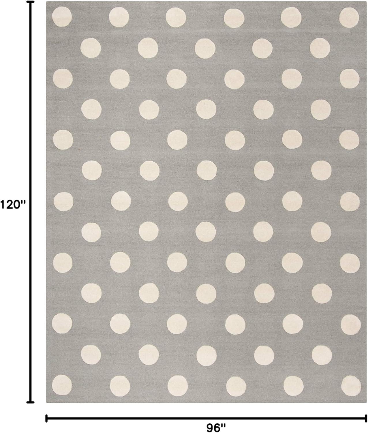 image:imageSAFAVIEH Kids Collection Area Rug 5 x 7 Ivory amp Black Handmade Polka Dot Wool Ideal for High Traffic Areas in Living Room Bedroom SFK904DGreyIvory