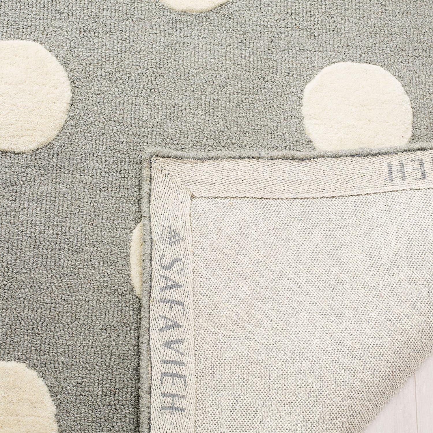 image:imageSAFAVIEH Kids Collection Area Rug 5 x 7 Ivory amp Black Handmade Polka Dot Wool Ideal for High Traffic Areas in Living Room Bedroom SFK904DGreyIvory