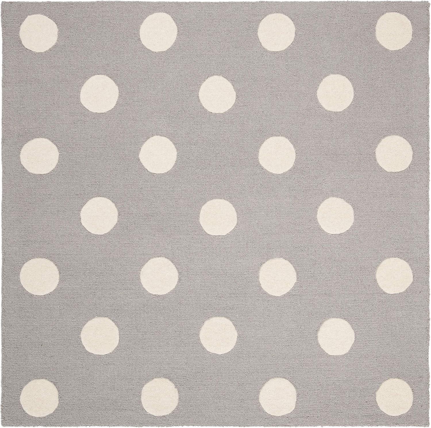 image:imageSAFAVIEH Kids Collection Area Rug 5 x 7 Ivory amp Black Handmade Polka Dot Wool Ideal for High Traffic Areas in Living Room Bedroom SFK904DGreyIvory