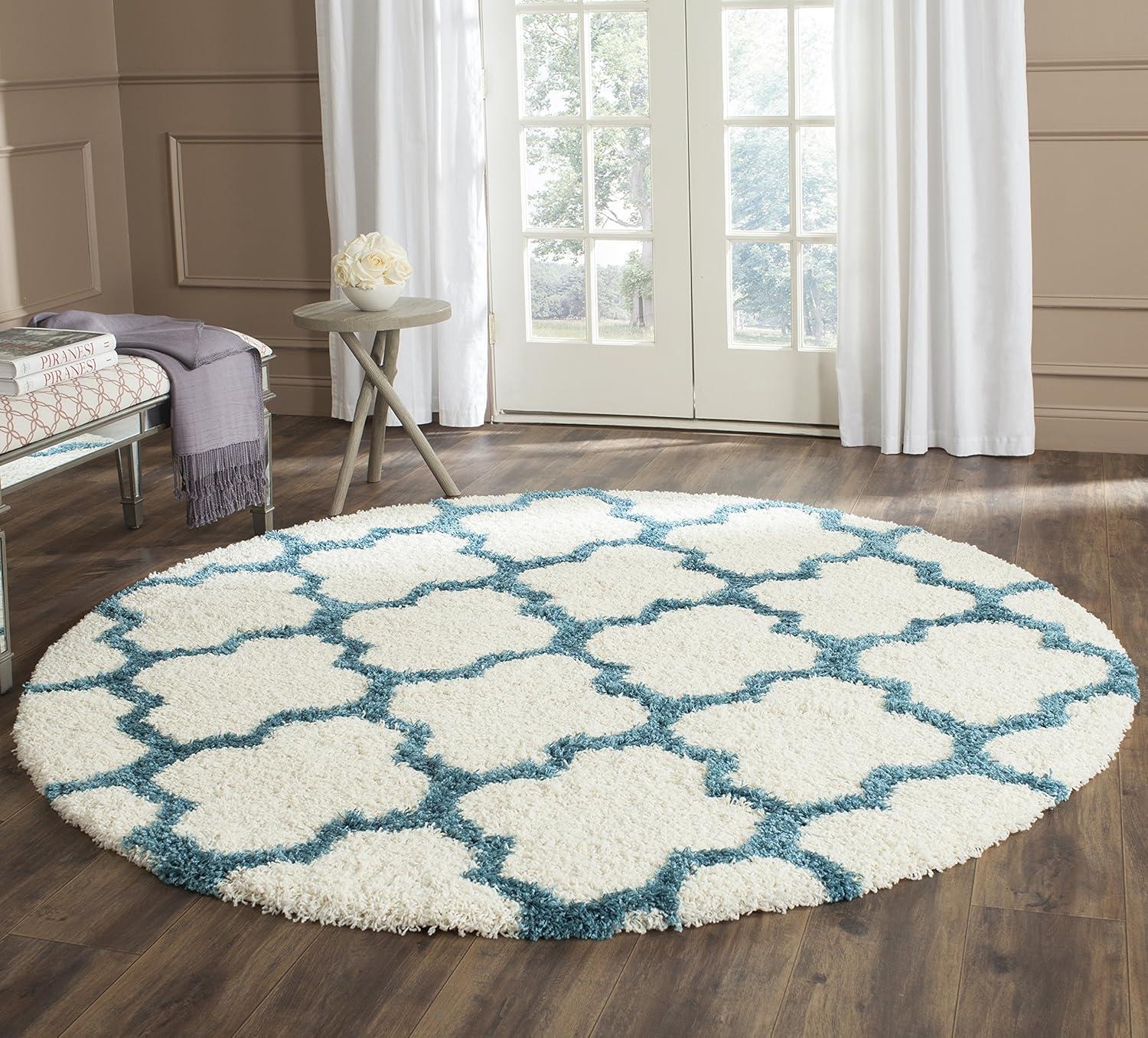 image:imageSAFAVIEH Kids Shag Collection Accent Rug 4 x 6 Ivory amp Multi Rainbow Trellis Design NonShedding amp Easy Care 2inch Thick Ideal for High Traffic Areas in Foyer Living Room Bedroom SGK569AIvoryBlue