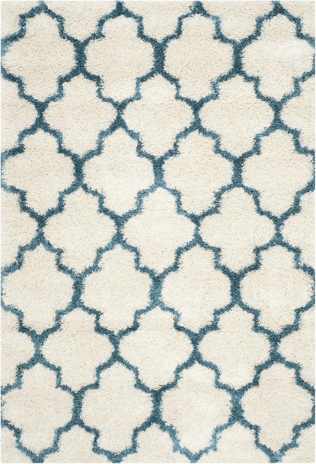 image:imageSAFAVIEH Kids Shag Collection Accent Rug 4 x 6 Ivory amp Multi Rainbow Trellis Design NonShedding amp Easy Care 2inch Thick Ideal for High Traffic Areas in Foyer Living Room Bedroom SGK569AIvoryBlue