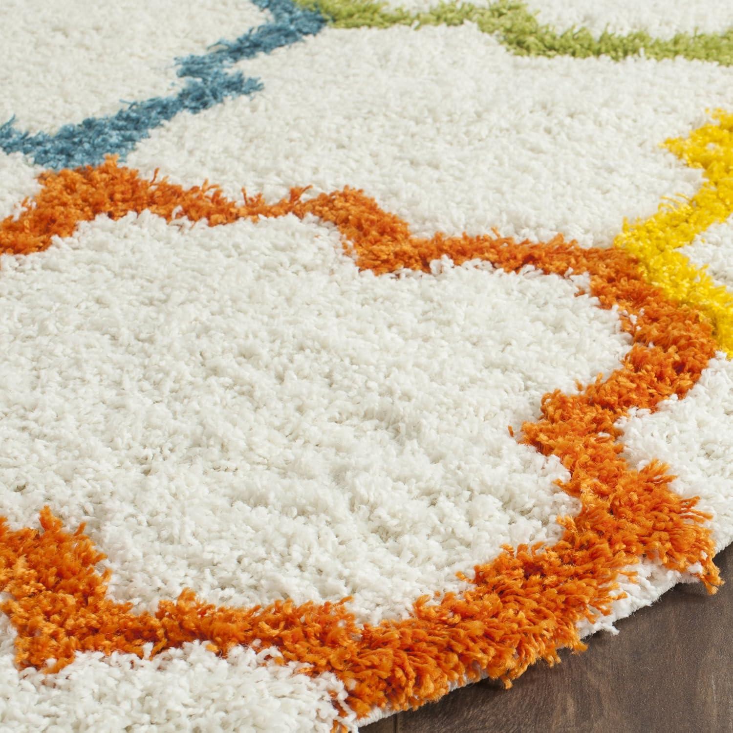 image:imageSAFAVIEH Kids Shag Collection Accent Rug 4 x 6 Ivory amp Multi Rainbow Trellis Design NonShedding amp Easy Care 2inch Thick Ideal for High Traffic Areas in Foyer Living Room Bedroom SGK569AIvoryMulti