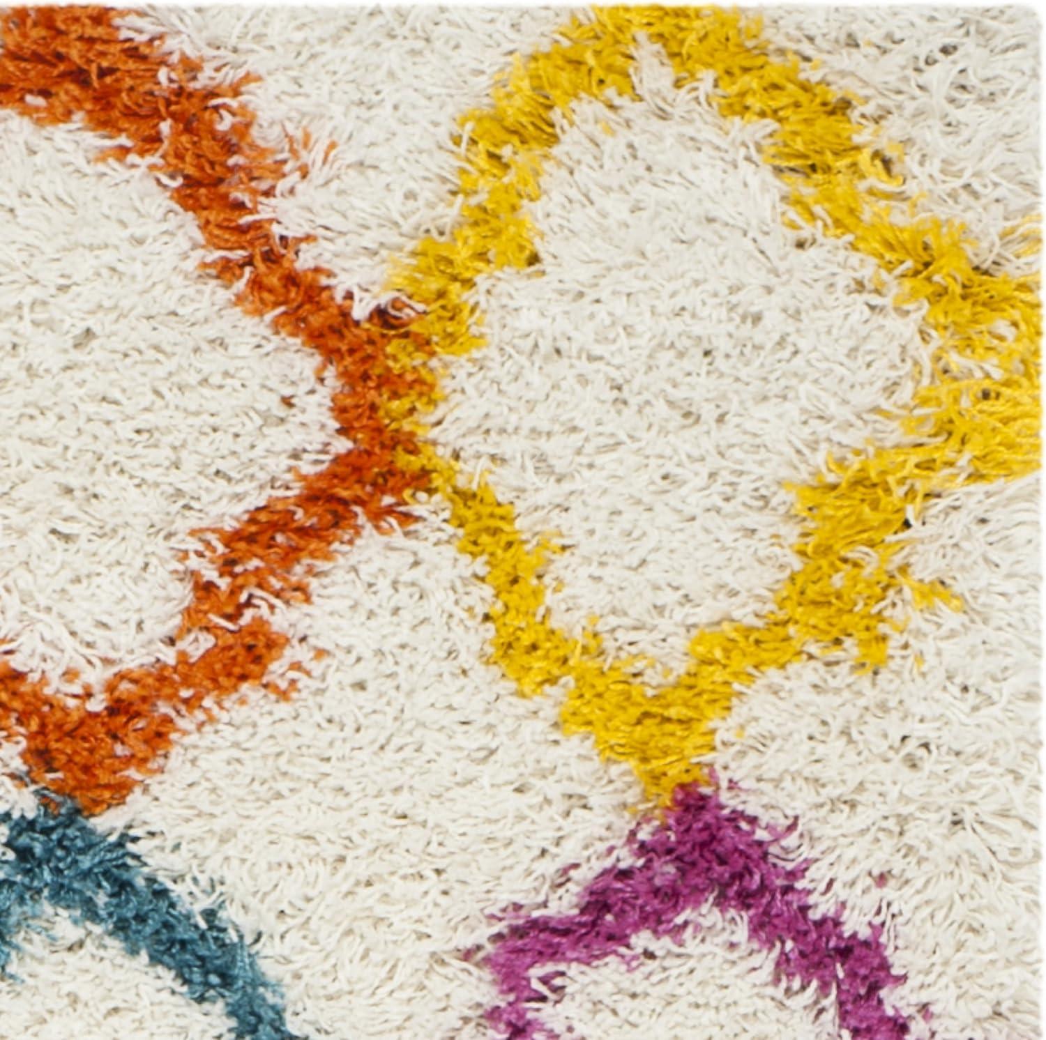 image:imageSAFAVIEH Kids Shag Collection Accent Rug 4 x 6 Ivory amp Multi Rainbow Trellis Design NonShedding amp Easy Care 2inch Thick Ideal for High Traffic Areas in Foyer Living Room Bedroom SGK569AIvoryMulti