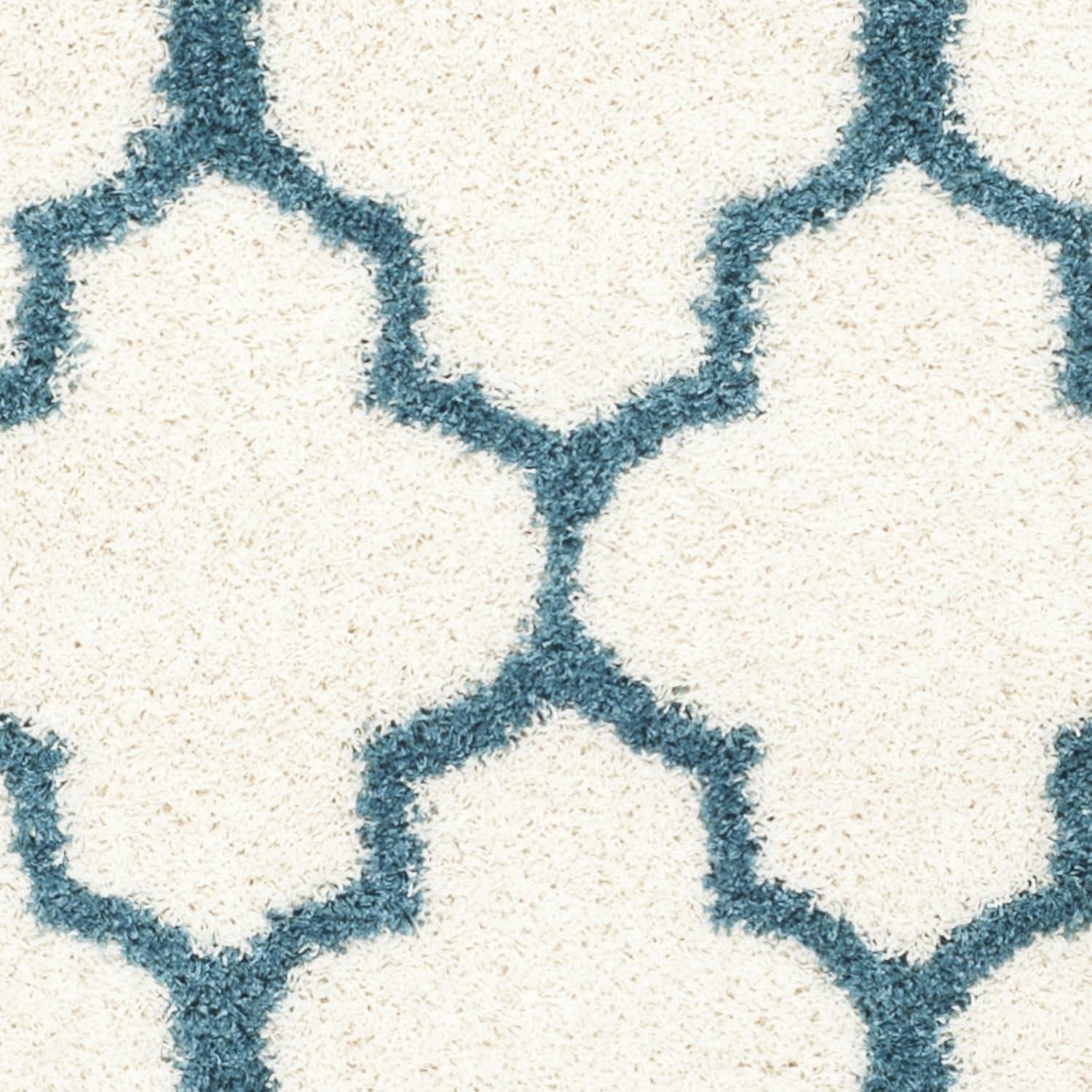 image:imageSAFAVIEH Kids Shag Collection Accent Rug 4 x 6 Ivory amp Multi Rainbow Trellis Design NonShedding amp Easy Care 2inch Thick Ideal for High Traffic Areas in Foyer Living Room Bedroom SGK569AIvoryBlue