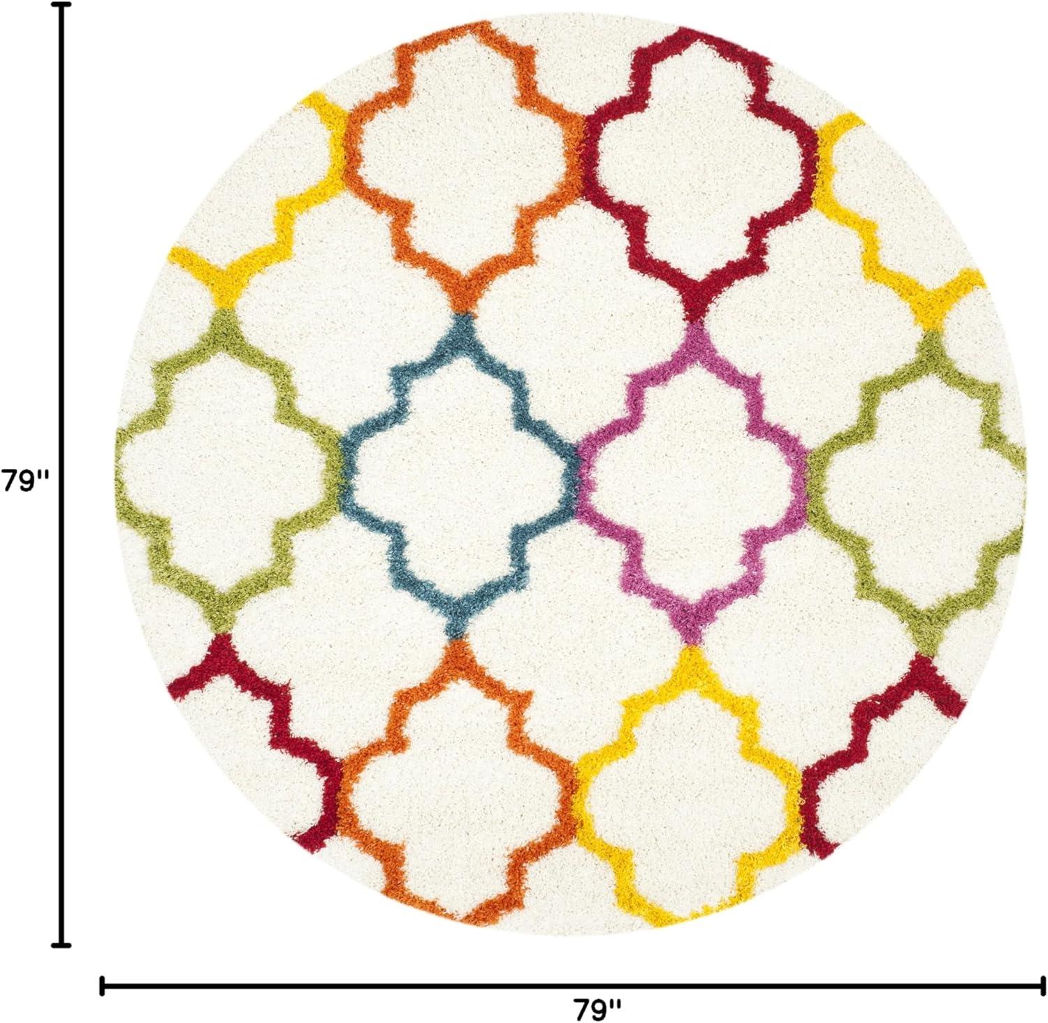 image:imageSAFAVIEH Kids Shag Collection Accent Rug 4 x 6 Ivory amp Multi Rainbow Trellis Design NonShedding amp Easy Care 2inch Thick Ideal for High Traffic Areas in Foyer Living Room Bedroom SGK569AIvoryMulti