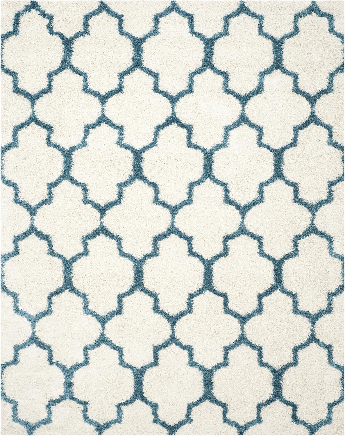 image:imageSAFAVIEH Kids Shag Collection Accent Rug 4 x 6 Ivory amp Multi Rainbow Trellis Design NonShedding amp Easy Care 2inch Thick Ideal for High Traffic Areas in Foyer Living Room Bedroom SGK569AIvoryBlue