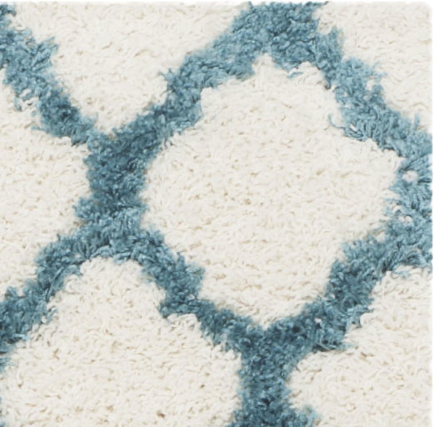 image:imageSAFAVIEH Kids Shag Collection Accent Rug 4 x 6 Ivory amp Multi Rainbow Trellis Design NonShedding amp Easy Care 2inch Thick Ideal for High Traffic Areas in Foyer Living Room Bedroom SGK569AIvoryBlue