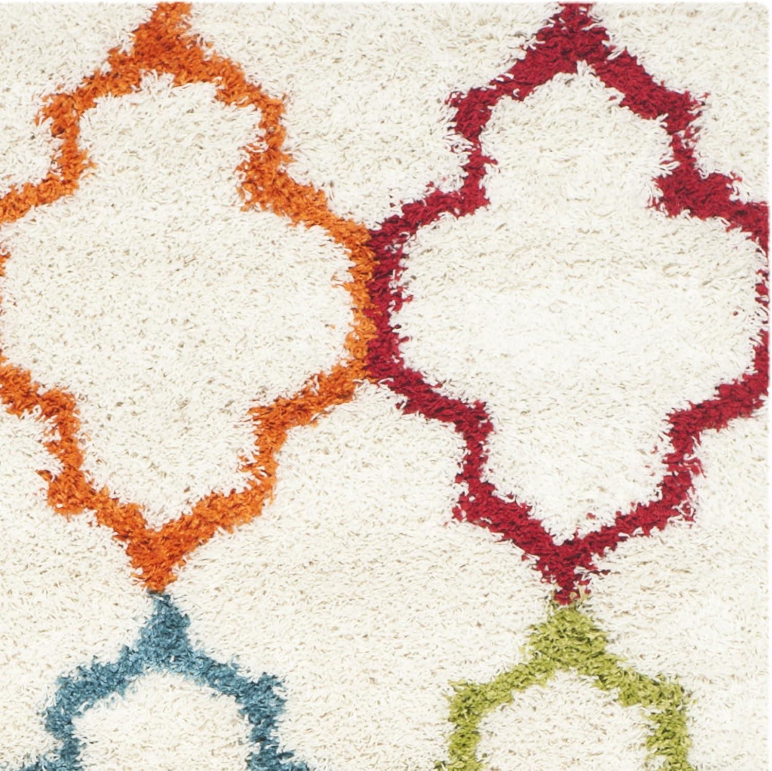 image:imageSAFAVIEH Kids Shag Collection Accent Rug 4 x 6 Ivory amp Multi Rainbow Trellis Design NonShedding amp Easy Care 2inch Thick Ideal for High Traffic Areas in Foyer Living Room Bedroom SGK569AIvoryMulti