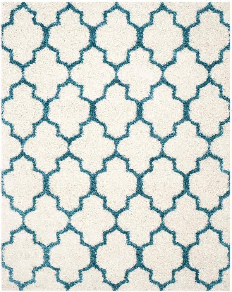 image:imageSAFAVIEH Kids Shag Collection Accent Rug 4 x 6 Ivory amp Multi Rainbow Trellis Design NonShedding amp Easy Care 2inch Thick Ideal for High Traffic Areas in Foyer Living Room Bedroom SGK569AIvoryBlue