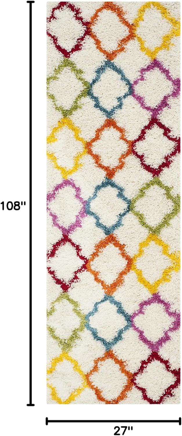 image:imageSAFAVIEH Kids Shag Collection Accent Rug 4 x 6 Ivory amp Multi Rainbow Trellis Design NonShedding amp Easy Care 2inch Thick Ideal for High Traffic Areas in Foyer Living Room Bedroom SGK569AIvoryMulti