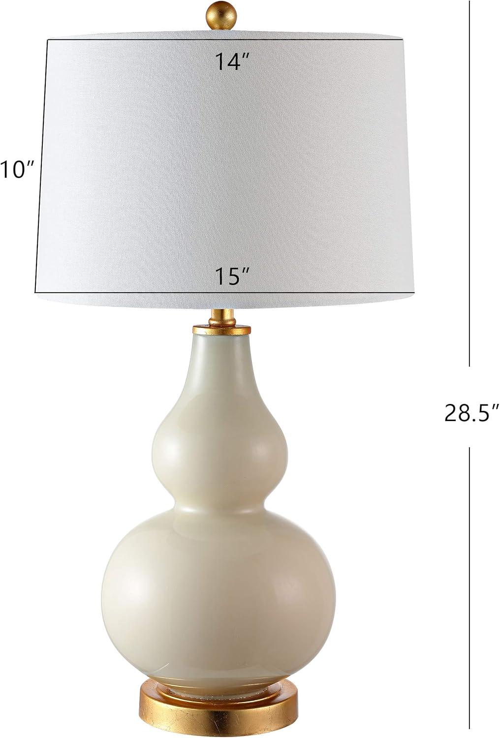 image:imageSAFAVIEH Lighting Collection Karlen Set of 2 Black amp Gold Leaf Double Gourd Glass Table Lamps Modern Contemporary Design LED Bulbs Included TBL4223BSET2CremeGold Set of 2