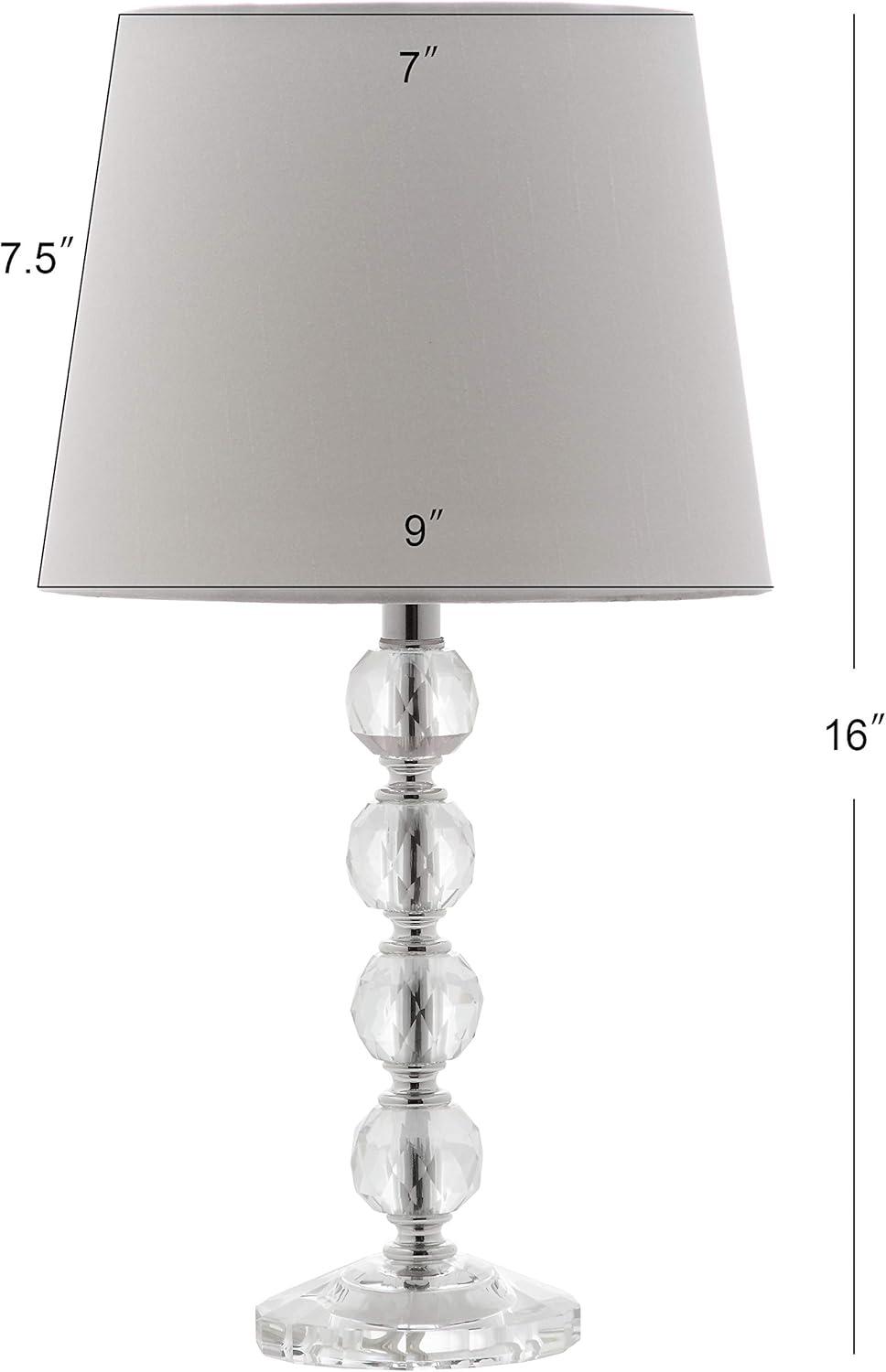 image:imageSAFAVIEH Lighting Collection Nola Set of 2 Modern Glam Stacked Crystal Ball 16Inch Table Lamps LED Bulbs Included Bedroom Living Room Home Office LIT4123CSET2ClearWhite Set of 2