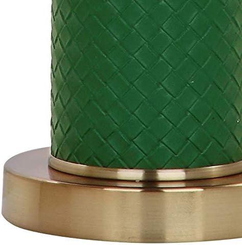 image:imageSAFAVIEH Lighting Collection Set of 2 Ollie Modern Contemporary Cream Faux Woven Leather 32Inch Table Lamps LED Bulbs Included Bedroom Living Room Home Office LIT4404LSET2Dark Green Woven Set of 2