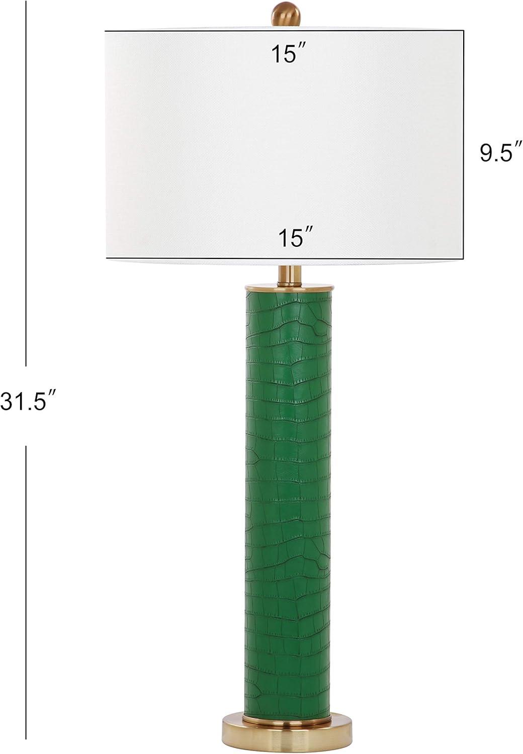 image:imageSAFAVIEH Lighting Collection Set of 2 Ollie Modern Contemporary Cream Faux Woven Leather 32Inch Table Lamps LED Bulbs Included Bedroom Living Room Home Office LIT4404LSET2Dark Green Faux Alligator Set of 2