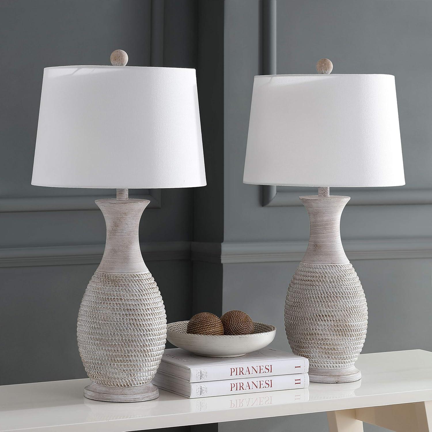 image:imageSAFAVIEH Lighting Collection Bentlee Rustic Grey 30inch Bedroom Living Room Home Office Desk Nightstand Table Lamp Set of 2 LED Bulbs IncludedGray