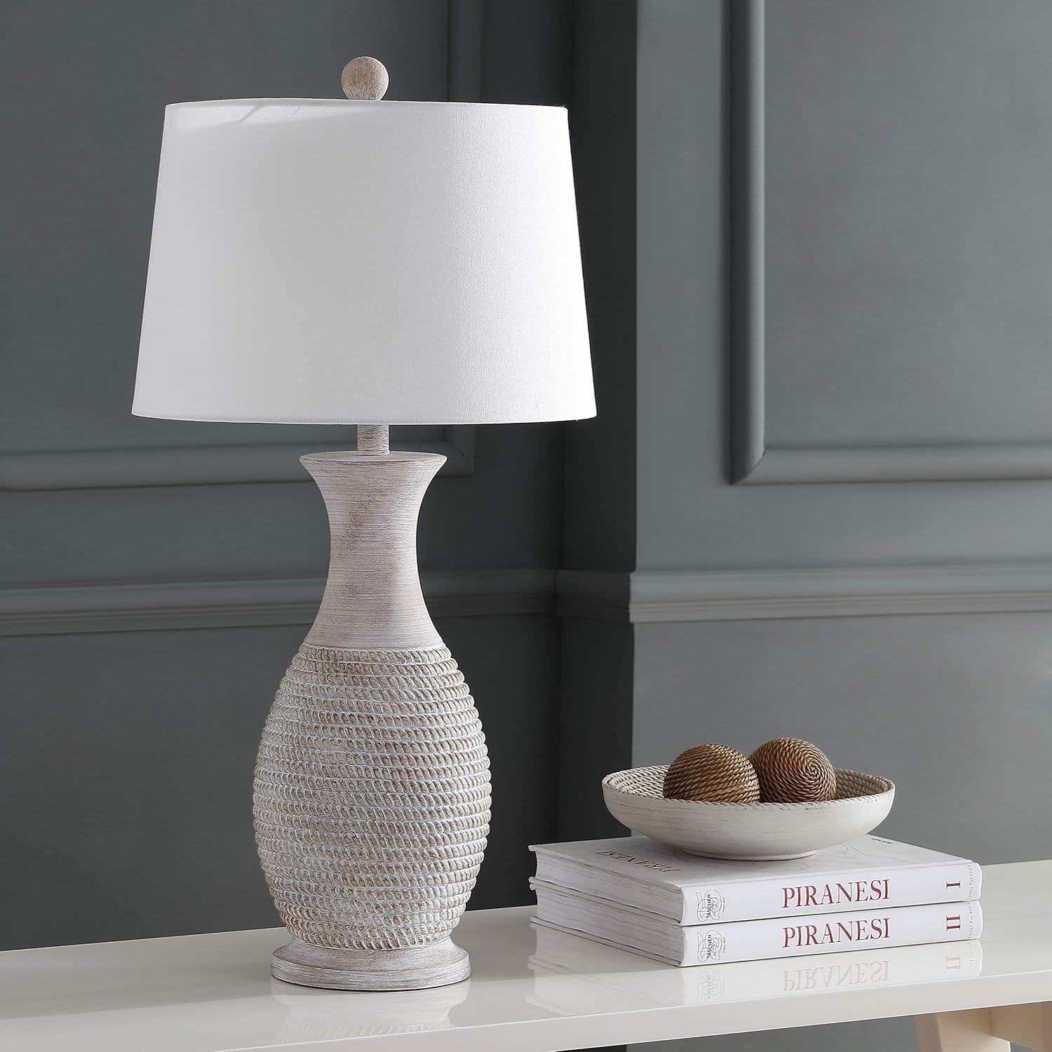 image:imageSAFAVIEH Lighting Collection Bentlee Rustic Grey 30inch Bedroom Living Room Home Office Desk Nightstand Table Lamp Set of 2 LED Bulbs IncludedGray