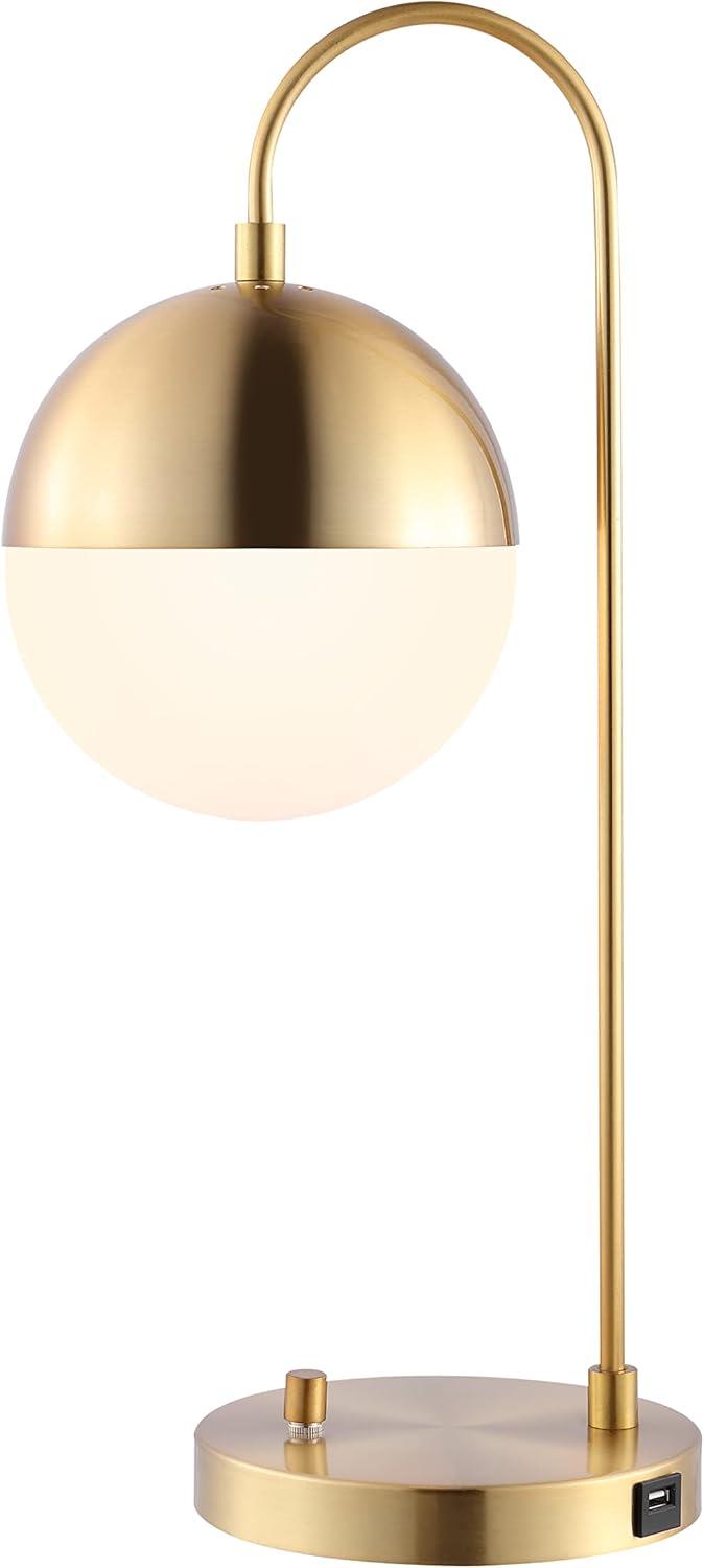 image:imageSAFAVIEH Lighting Collection Cappi Modern Black Orb 21inch Bedroom Living Room Home Office Desk Dorm Study Nightstand Task Table Lamp LED Bulb IncludedBrass