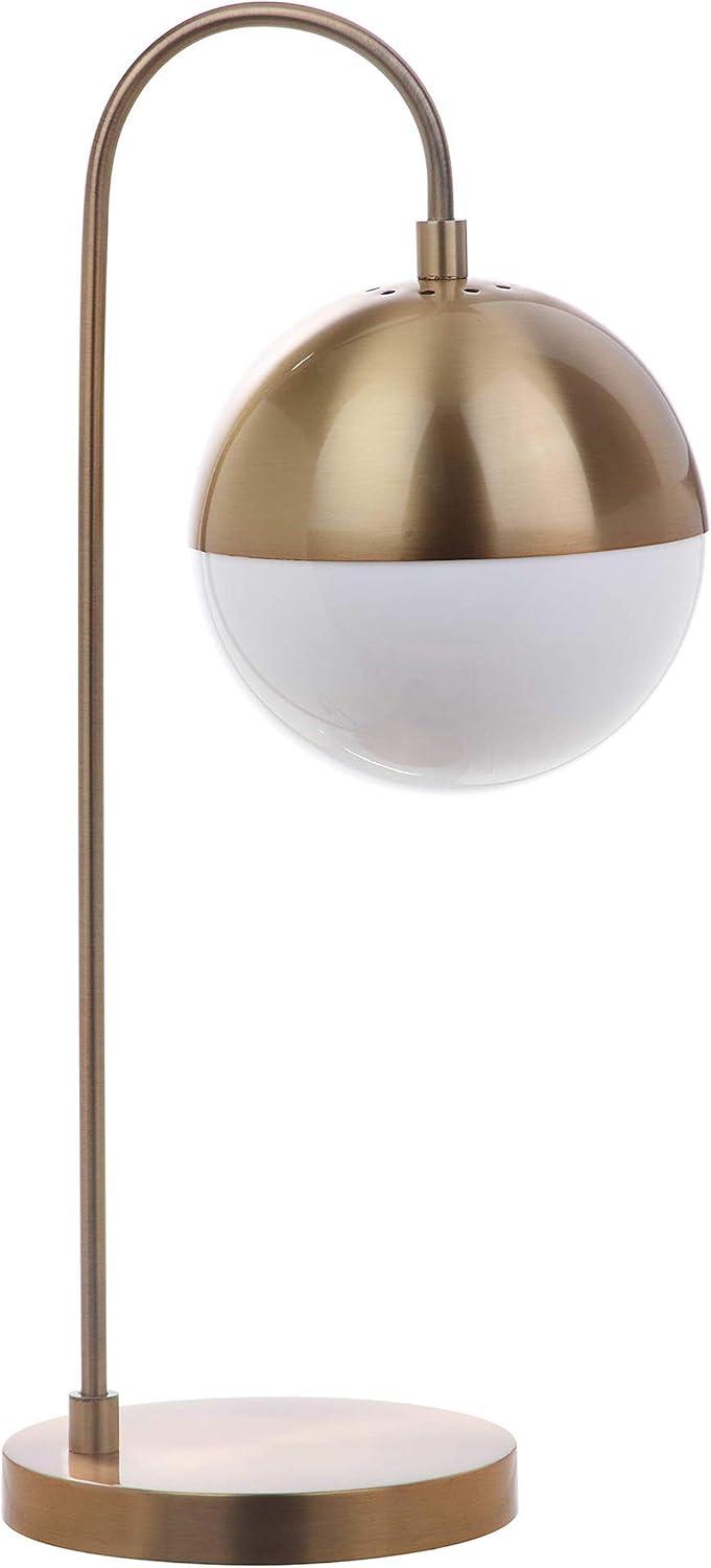 image:imageSAFAVIEH Lighting Collection Cappi Modern Black Orb 21inch Bedroom Living Room Home Office Desk Dorm Study Nightstand Task Table Lamp LED Bulb IncludedBrass