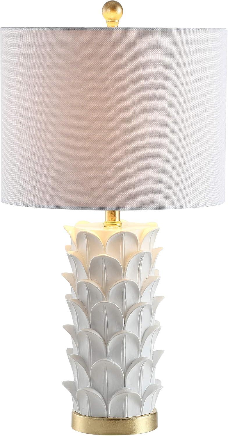 image:imageSAFAVIEH Lighting Collection Nico White Gold Leaf 25inch Bedroom Living Room Home Office Desk Nightstand Table Lamp Set of 2 LED Bulbs Included