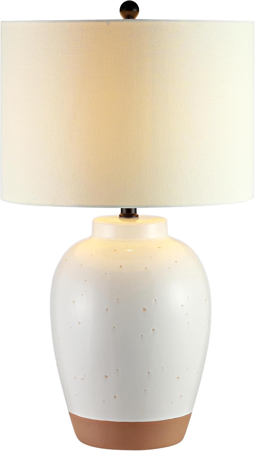 image:imageSAFAVIEH Lighting Collection Portcia Speckled Ivory Glaze 27inch Bedroom Living Room Home Office Desk Nightstand Table Lamp LED Bulb Included
