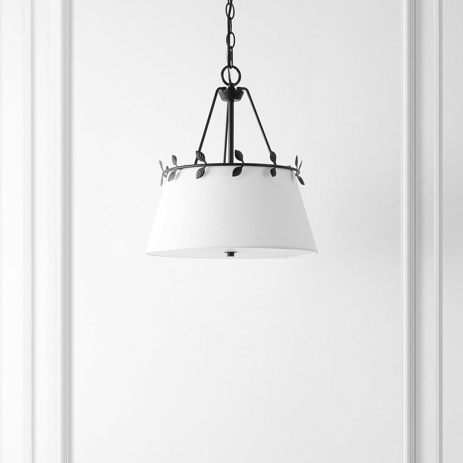 image:imageSAFAVIEH Lighting Collection Samora Farmhouse WhiteBlack 3Light Adjustable Pendant Chandelier Hanging Light Fixture Ideal for Dining Room Kitchen Island Foyer Entryway LED Bulbs Included