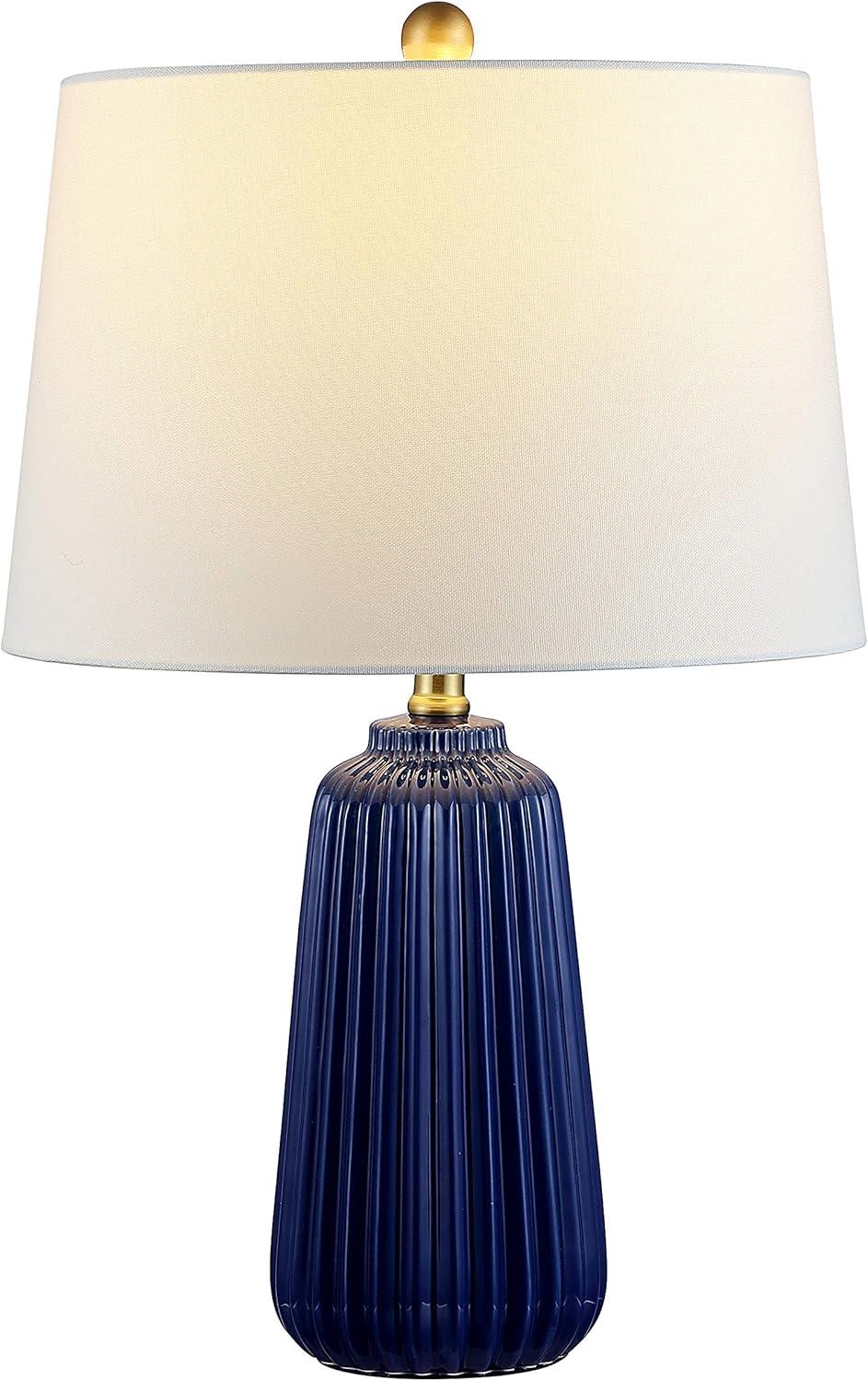image:imageSAFAVIEH Lighting Collection Sawyer Modern Navy Blue Ceramic 24inch Bedroom Living Room Home Office Desk Nightstand Table Lamp LED Bulb IncludedNavy Blue
