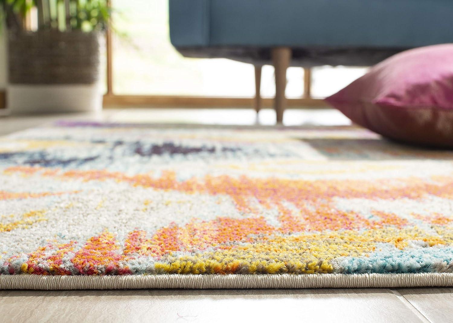 image:imageSAFAVIEH Monaco Collection Area Rug 51 x 77 Multi Ogee Trellis Watercolor Distressed Design NonShedding amp Easy Care Ideal for High Traffic Areas in Living Room Bedroom MNC242FMulti Color