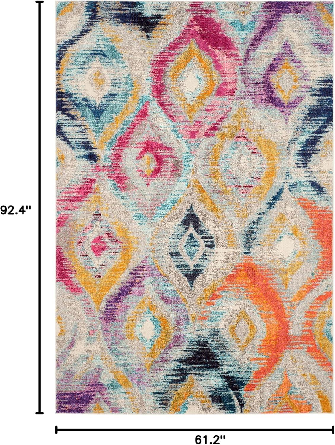 image:imageSAFAVIEH Monaco Collection Area Rug 51 x 77 Multi Ogee Trellis Watercolor Distressed Design NonShedding amp Easy Care Ideal for High Traffic Areas in Living Room Bedroom MNC242FMulti Color